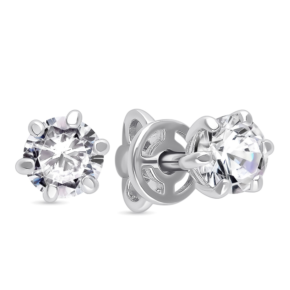 

Серьги пусеты из серебра 585Gold 702007362, фианит, 702007362