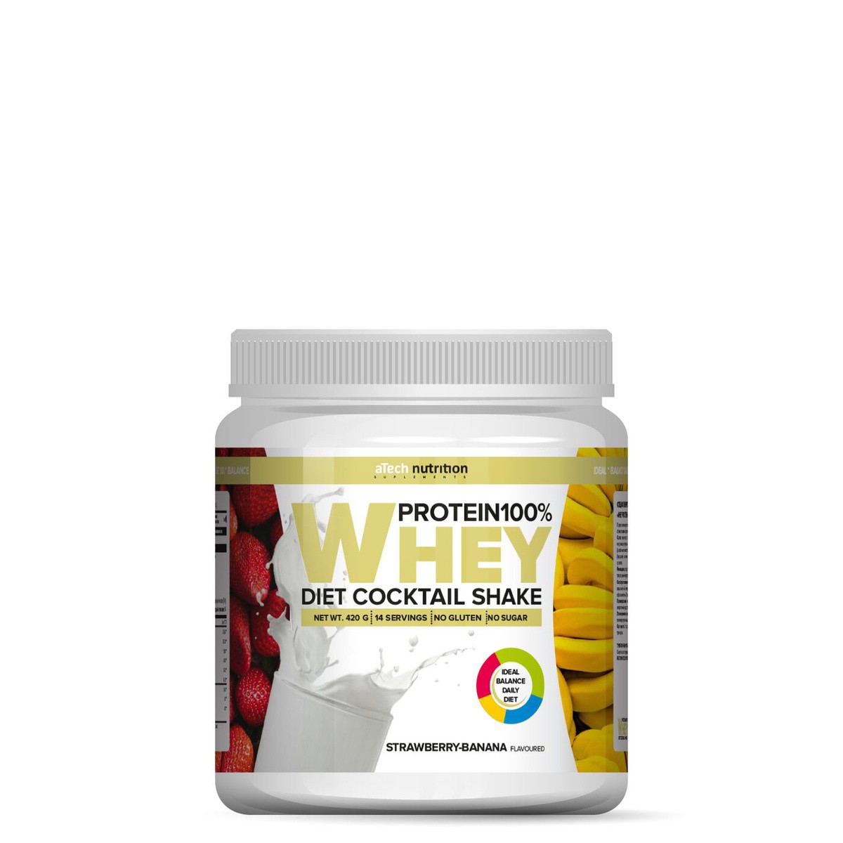 Протеин Whey Protein 100%, aTech Nutrition 420 гр., клубника - банан