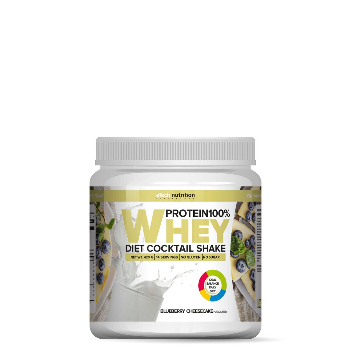 Протеин Whey Protein 100%, aTech Nutrition 420 гр., черничный чизкейк