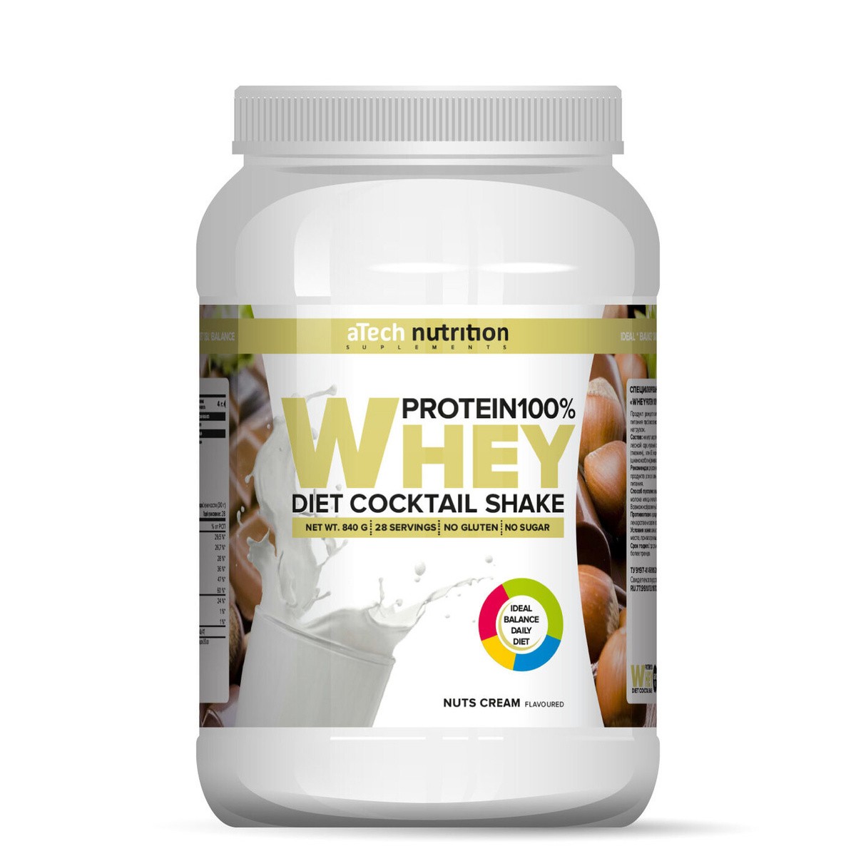 фото Протеин whey protein 100%, atech nutrition 840 гр., натс крим