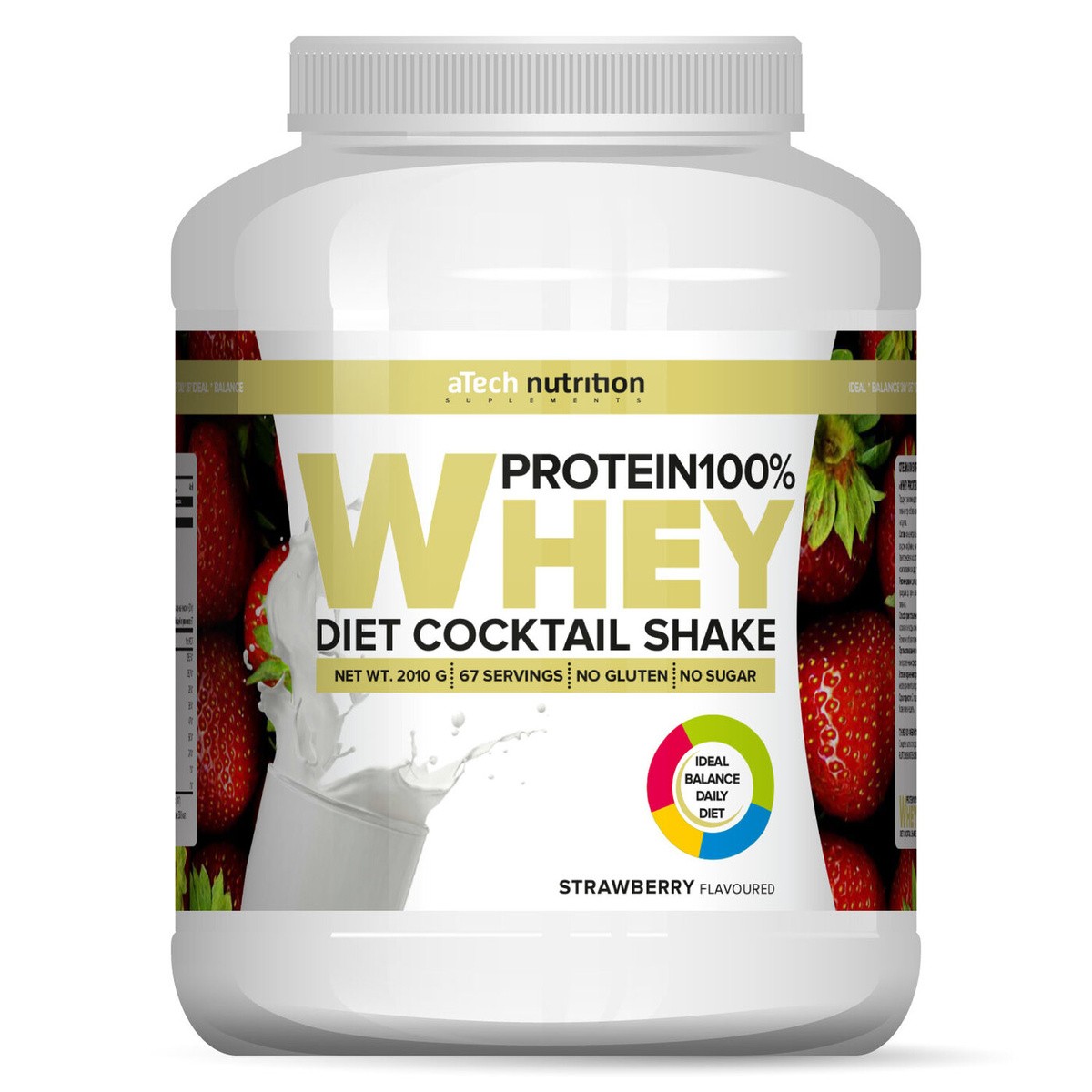 Протеин Whey Protein 100%, aTech Nutrition 2010 гр., клубника