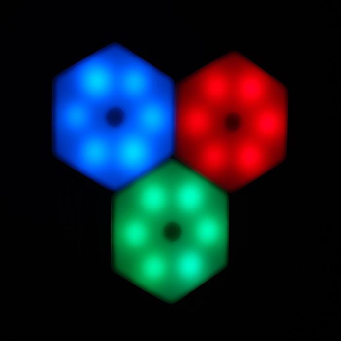 

Набор светильник сенсорный "соты с пультом" 3 шт, 85х75мм, RGB, 3*ААА (не в компл.)