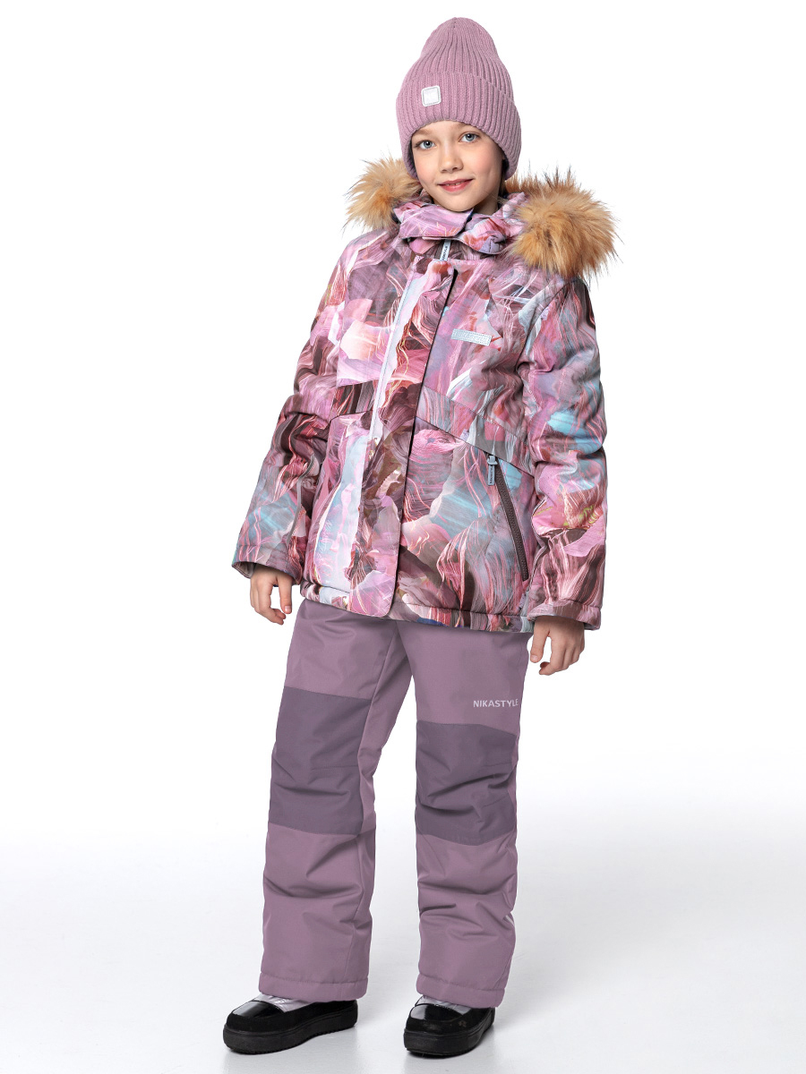 

Комплект верхней одежды NIKASTYLE 7з1424, кофе/орхидея, 128, Бежевый;фиолетовый, 7з1424