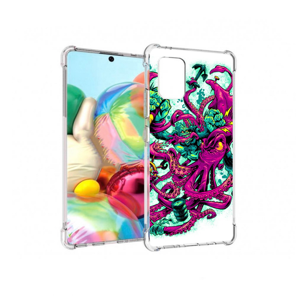 

Чехол MyPads Tocco для Samsung Galaxy A71 фиолетовый кракен (PT226912.529.657), Прозрачный, Tocco