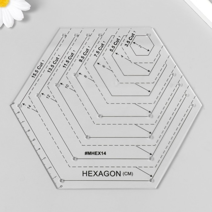 

Линейка для пэчворка пластик Шестигранная, Прозрачный