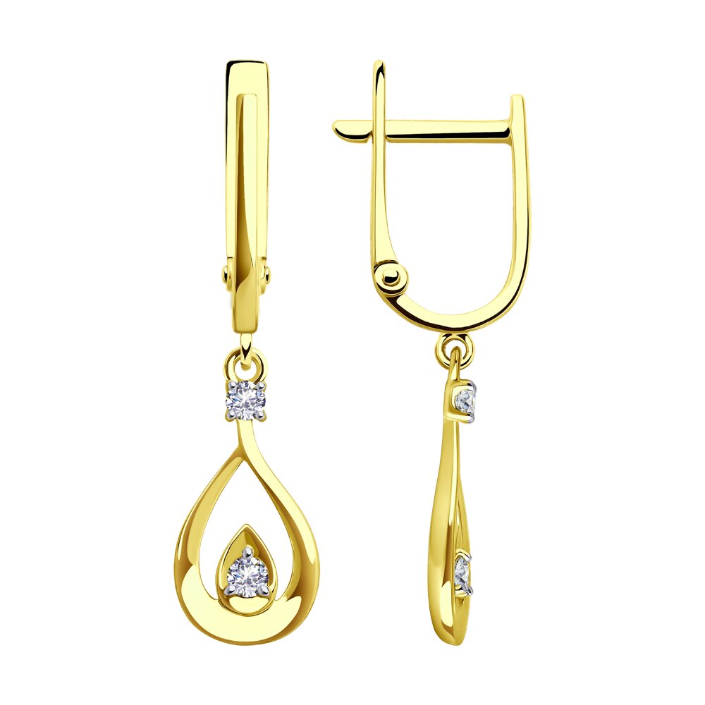 

Серьги подвески из золота SOKOLOV 0200378-2, фианит, 0200378-2
