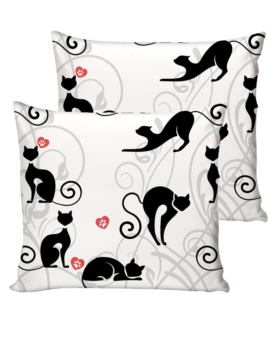 

Наволочка Сказка "Кошки на белом" 70х70 см, Белый
