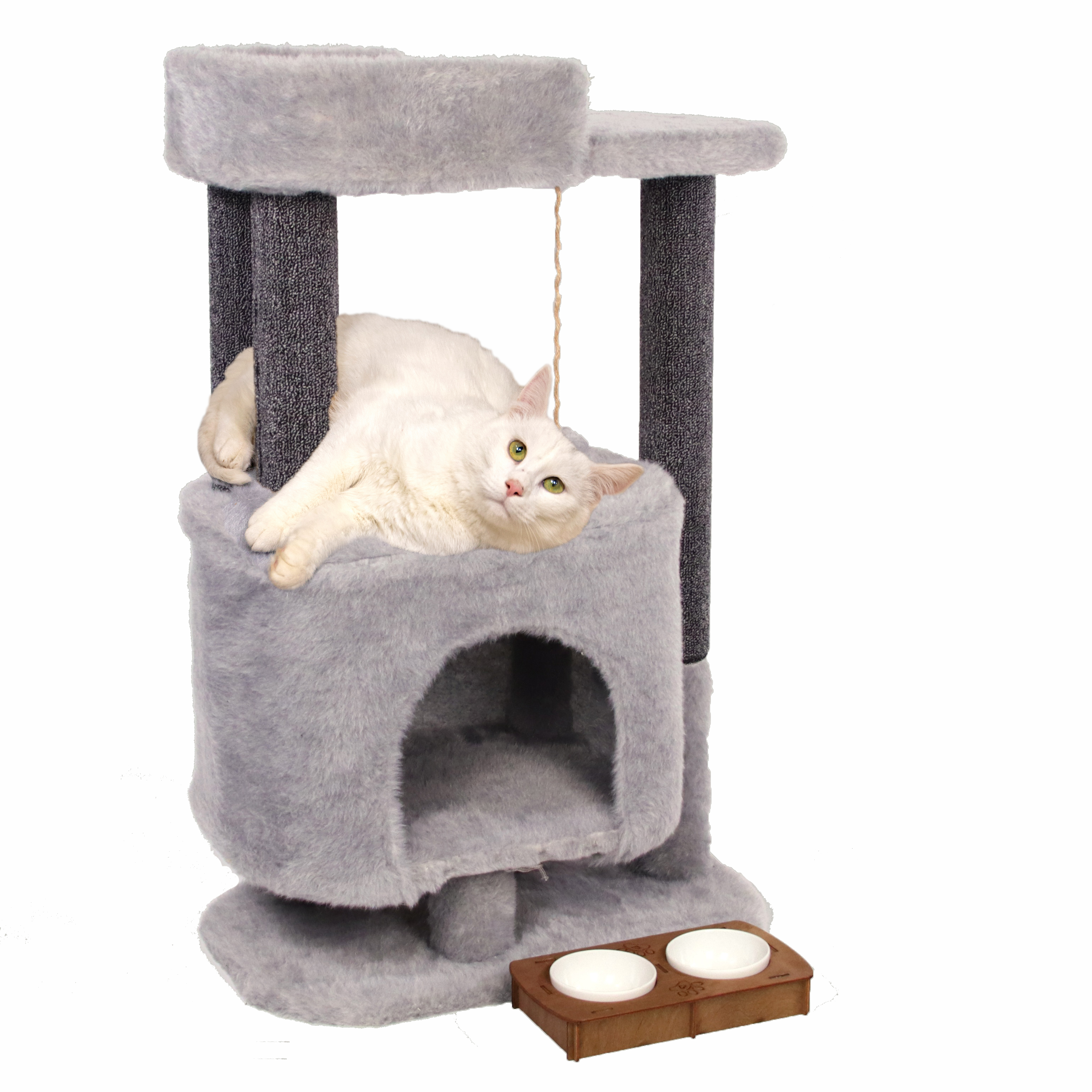 Комплекс для кошек Меридиан игровой, серый, ковролин, искусственный мех, 52х33х80 см