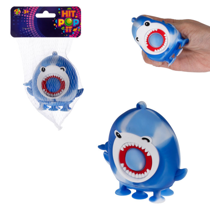 Игрушка-антистресс 1toy Жмяка Hit Pop It Акулы на присосках 8,5х4х7 см, синяя