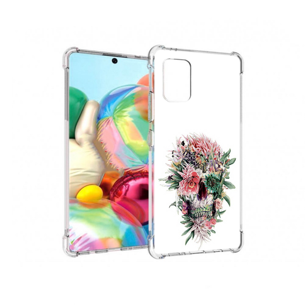 

Чехол MyPads Tocco для Samsung Galaxy A71 череп из цветов (PT226912.529.677), Прозрачный, Tocco