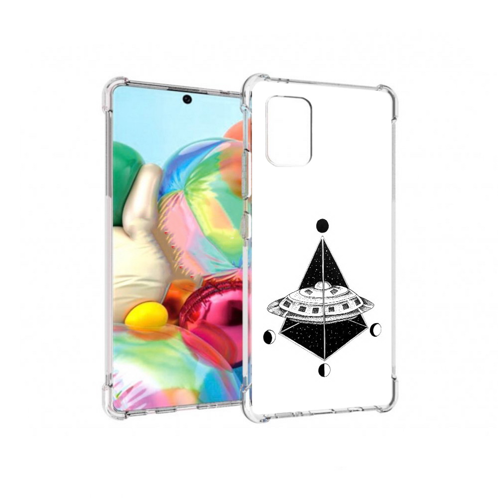 

Чехол MyPads Tocco для Samsung Galaxy A71 черно белая летающая тарелка (PT226912.529.679), Прозрачный, Tocco