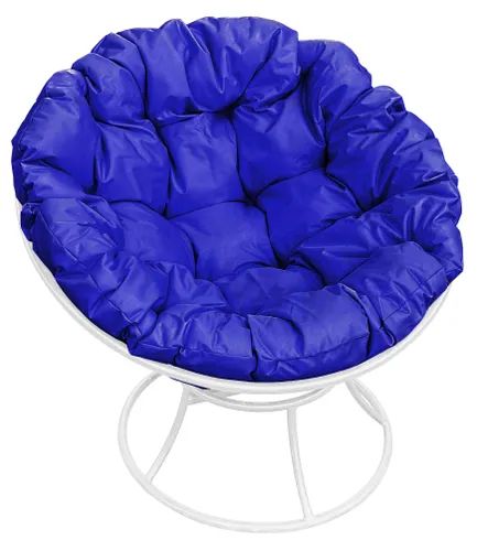 Кресло белое M-group Папасан 12010110 синяя подушка