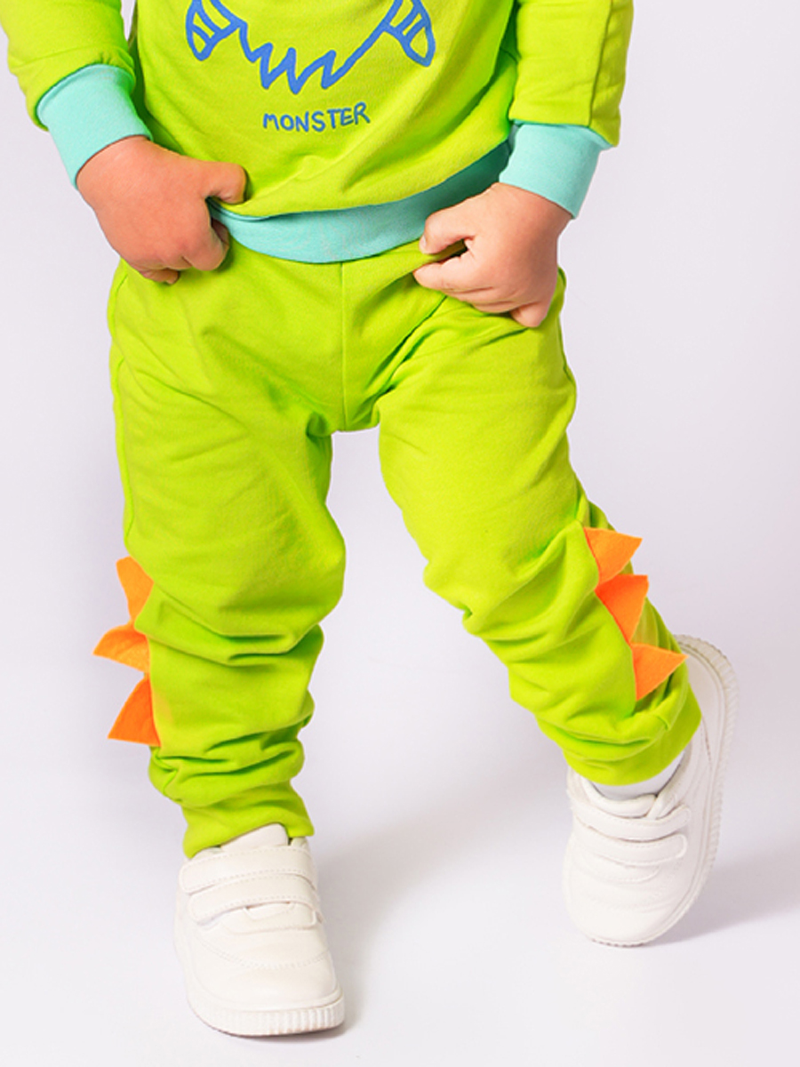 Брюки детские КотМарКот T-REX, зеленый, 68 котмаркот брюки с полиэстером faster future