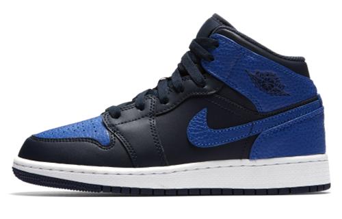 

Кеды унисекс Jordan Air Jordan 1 Mid GS синие 39 EU, Синий, Air Jordan 1 Mid GS