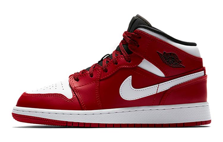 

Кеды унисекс Jordan Air Jordan 1 Mid GS красные 40 EU, Красный, Air Jordan 1 Mid GS