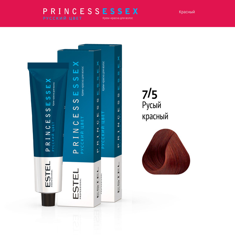 

Краска Для Волос Estel Princess Essex 7.5 Русый Красный 60 Мл 2 Шт, Краска для волос ESTEL PROFESSIONAL
