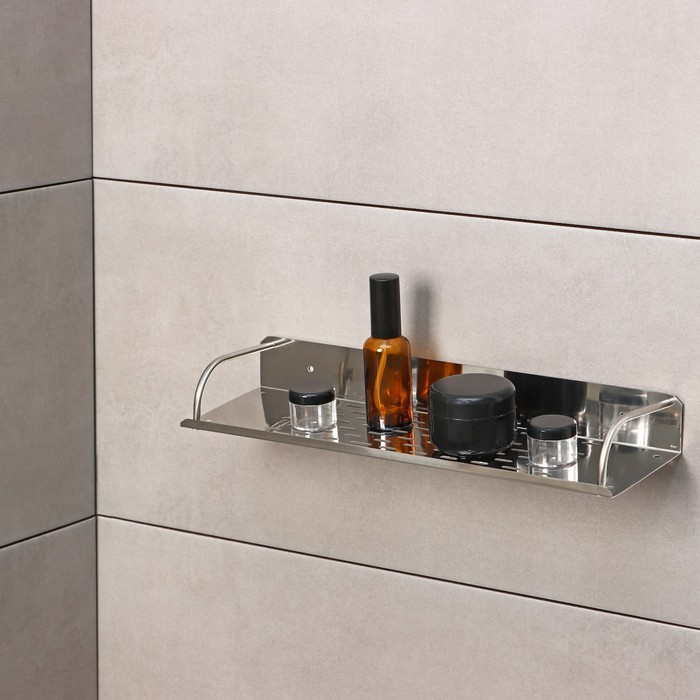 фото Полка для ванной настенная, 40×12×4 см, нержавеющая сталь nobrand