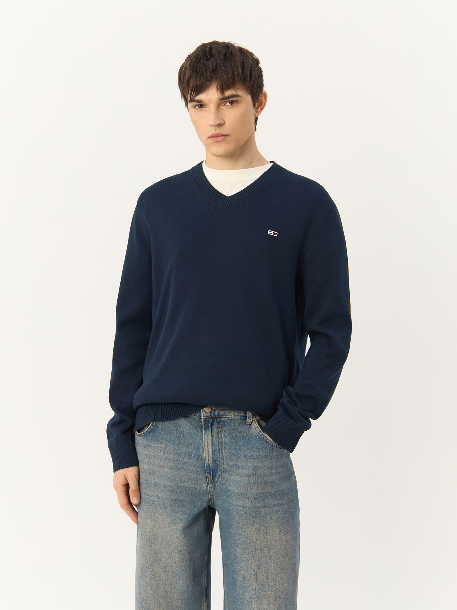 

Пуловер мужской Tommy Hilfiger Tjm Slim V Neck Essntl DM0DM19192 синий S, Tjm Slim V Neck Essntl