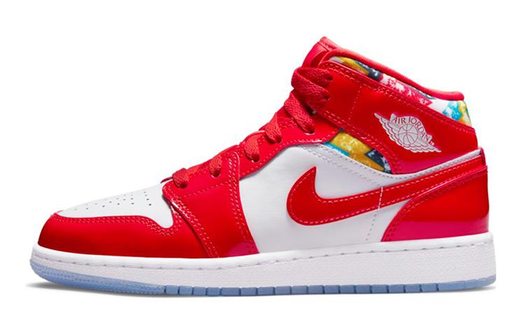 

Кеды унисекс Jordan Air Jordan 1 Mid GS красные 38 EU, Красный, Air Jordan 1 Mid GS