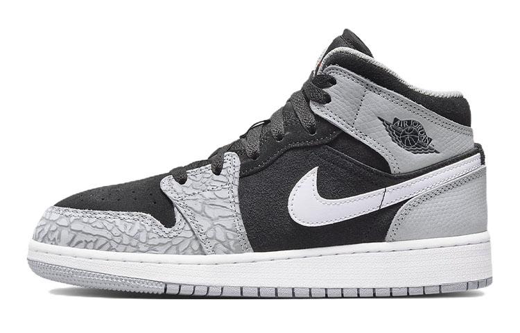 

Кеды унисекс Jordan Air Jordan 1 Mid GS серые 38.5 EU, Серый, Air Jordan 1 Mid GS