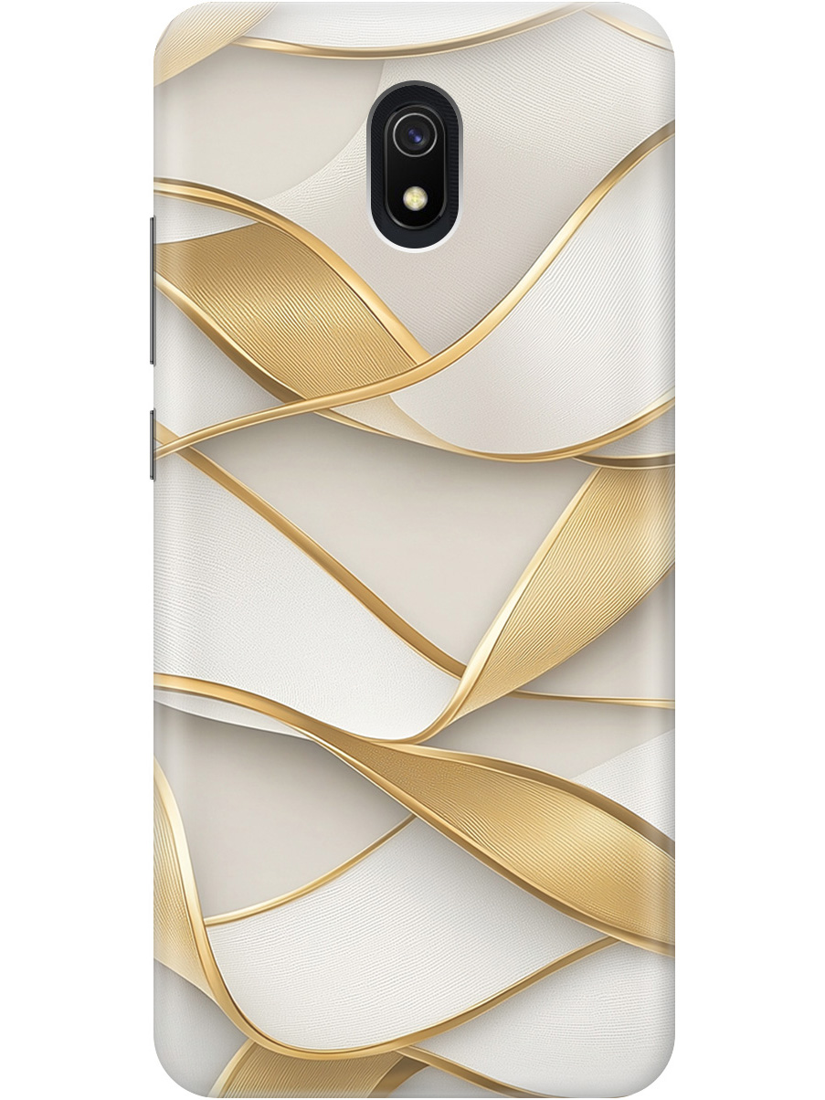 

Силиконовый чехол на Xiaomi Redmi 8A с принтом "Волны из золота", Прозрачный;белый;золотистый, 722188631