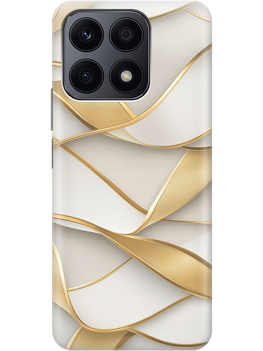 

Силиконовый чехол на Honor X8a с принтом "Волны из золота", Прозрачный;белый;золотистый, 768741631
