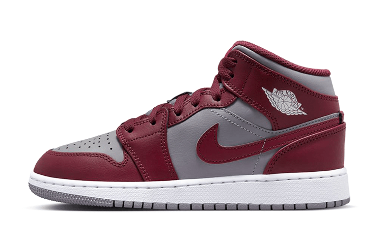 

Кеды унисекс Jordan Air Jordan 1 Mid GS бордовые 36 EU, Бордовый, Air Jordan 1 Mid GS