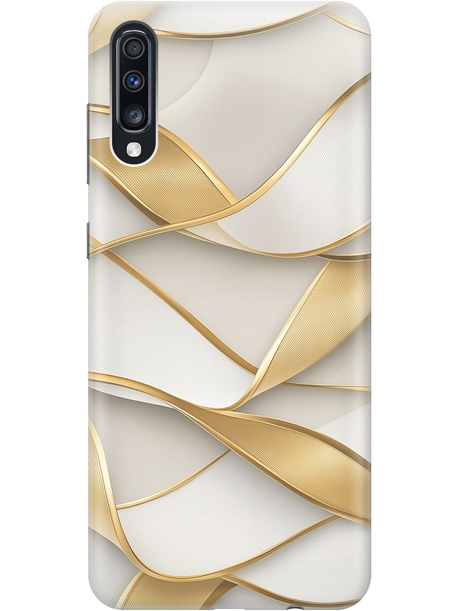 

Силиконовый чехол на Samsung Galaxy A70/A70s с принтом "Волны из золота", Прозрачный;белый;золотистый, 720804431