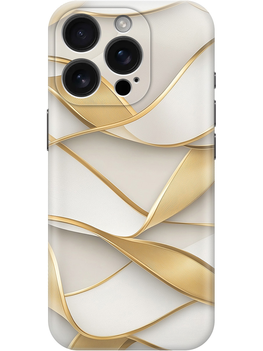 

Силиконовый чехол на Apple iPhone 16 Pro с принтом "Волны из золота", Прозрачный;белый;золотистый, 785197731