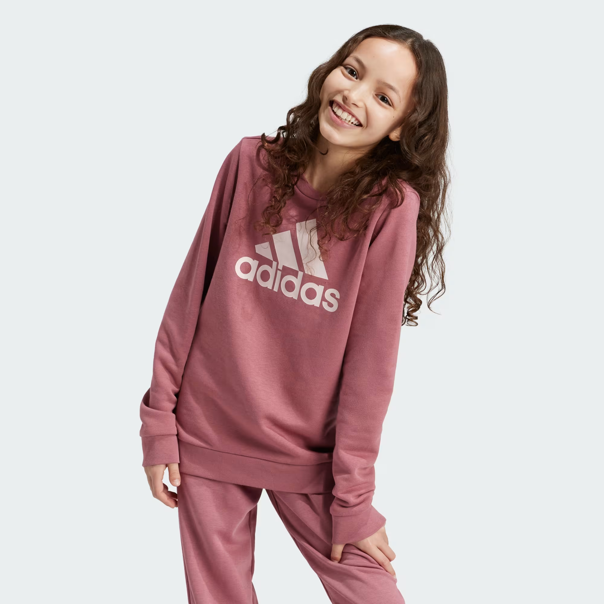 Свитшот Adidas для девочек, IZ3434, розовый AFAK, размер 128