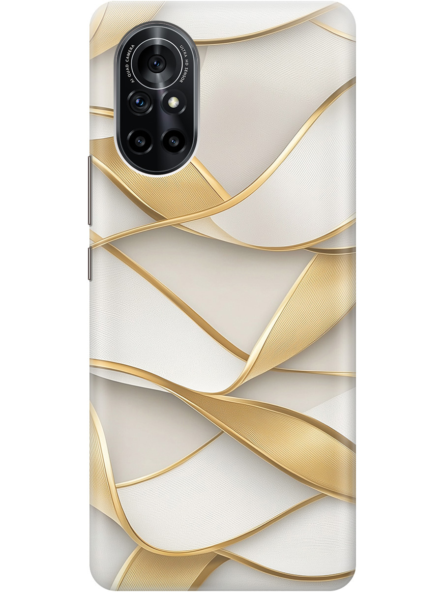 

Силиконовый чехол на Huawei Nova 8 с принтом "Волны из золота", Прозрачный;белый;золотистый, 731079531