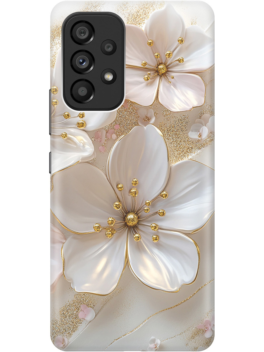 

Силиконовый чехол на Samsung Galaxy A53 5G с принтом "Белые фиалки", Прозрачный;белый;золотистый, 740133023