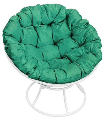 Кресло белое M-group Папасан 12010104 зеленая подушка