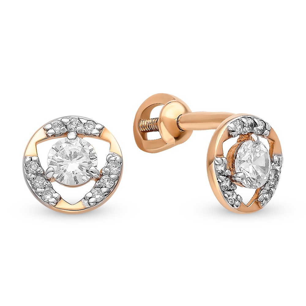 

Серьги из красного золота с фианитом 585Gold 302004429, 302004429