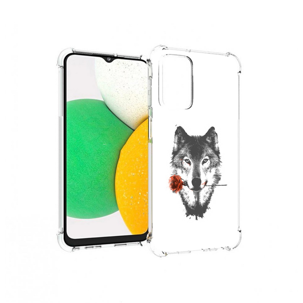 

Чехол MyPads Tocco для Samsung Galaxy A23 волк с розой, Прозрачный, Tocco