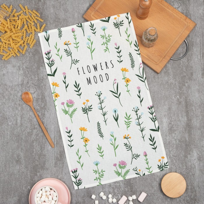 

Полотенце "Доляна" Flowers mood 35х60 см, 100% хл, вафля 160 г/м2, Цветы