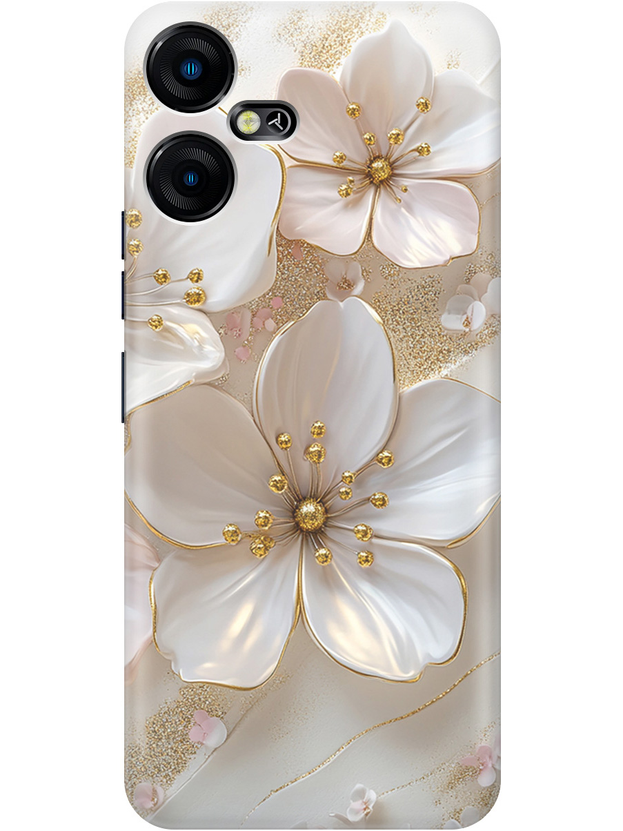 

Силиконовый чехол на Tecno Pova Neo 3 с принтом "Белые фиалки", Прозрачный;белый;золотистый, 778683523