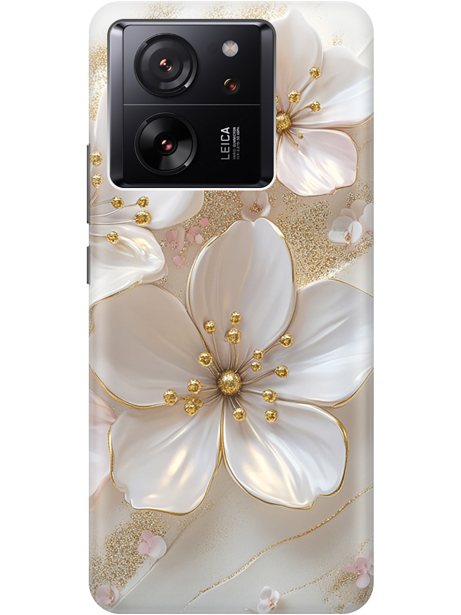 

Силиконовый чехол на Xiaomi 13T/13T Pro с принтом "Белые фиалки", Прозрачный;белый;золотистый, 776584823