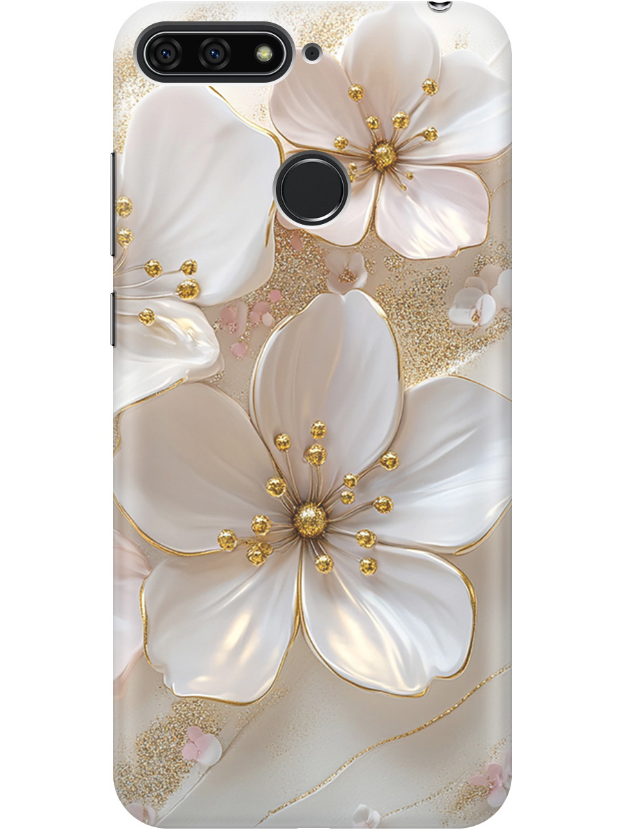 

Силиконовый чехол на Honor 7C Pro, Huawei Y7 Prime (2018)/Nova 2 Lite с принтом 863909, Прозрачный;белый;золотистый, 718524523
