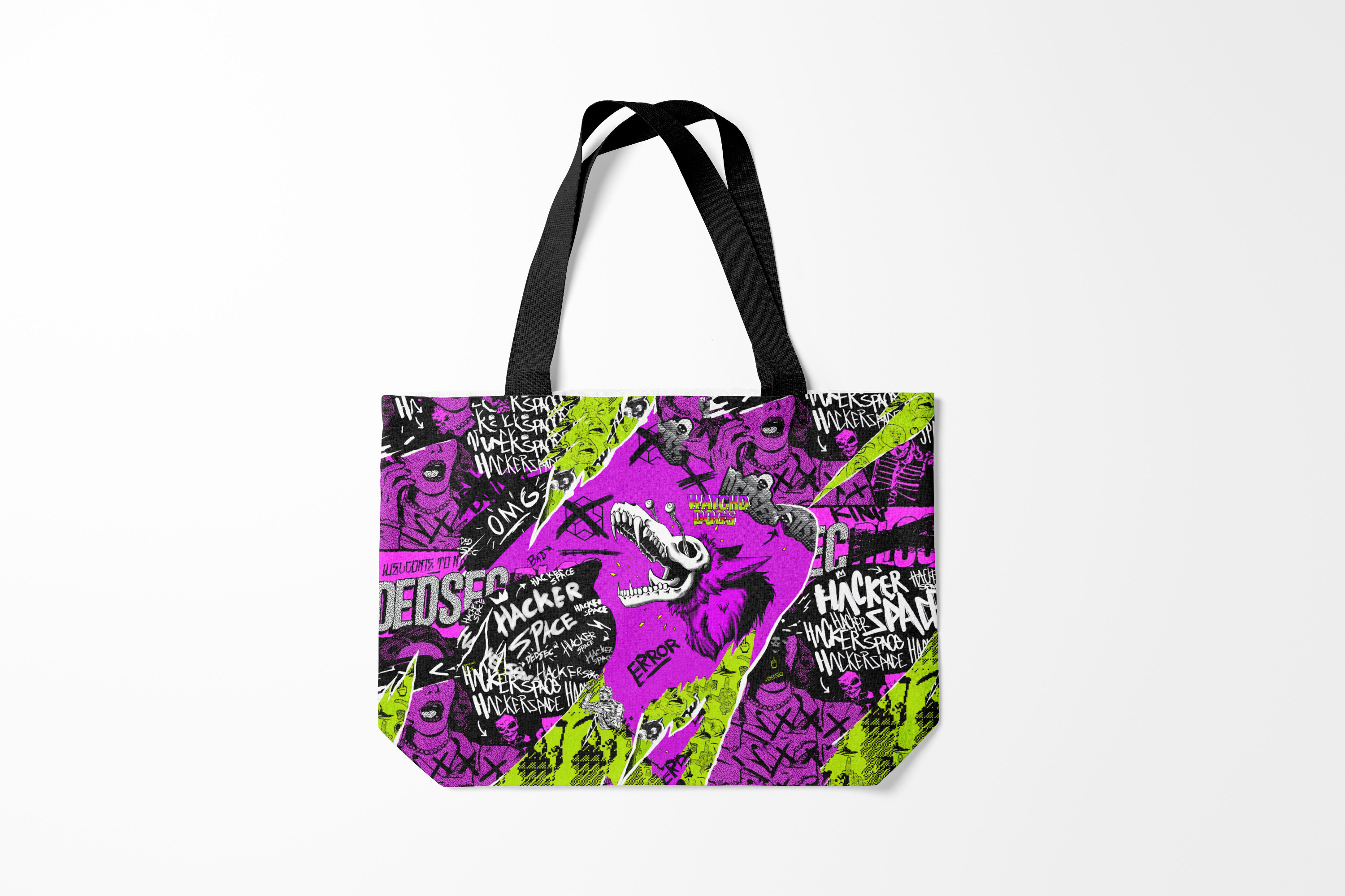 

Сумка шoппер унисекс Burnettie Watch Dogs 2 Legion, черный; розовый, Watch Dogs 2 Legion