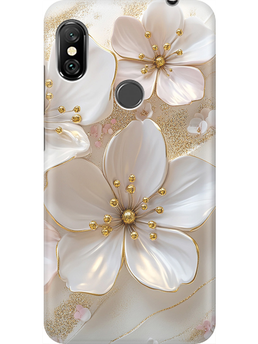 

Силиконовый чехол на Xiaomi Redmi Note 6/Note 6 Pro с принтом "Белые фиалки", Прозрачный;белый;золотистый, 719630423