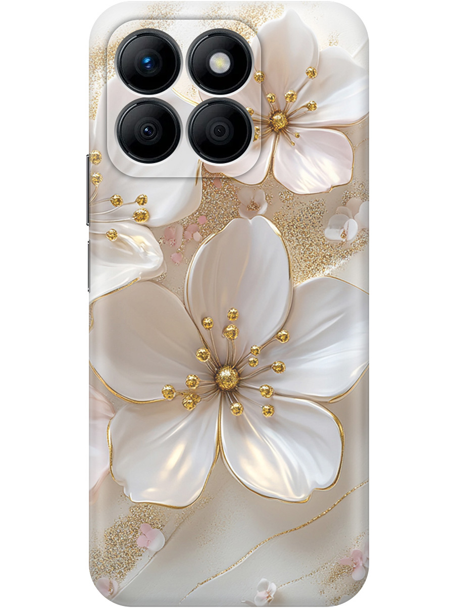 

Силиконовый чехол на Honor X8b с принтом "Белые фиалки", Прозрачный;белый;золотистый, 781973223