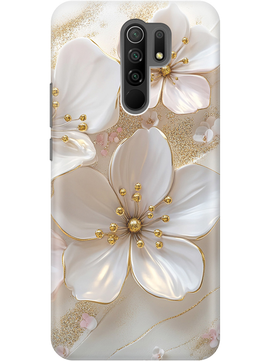 

Силиконовый чехол на Xiaomi Redmi 9 с принтом "Белые фиалки", Прозрачный;белый;золотистый, 723276723