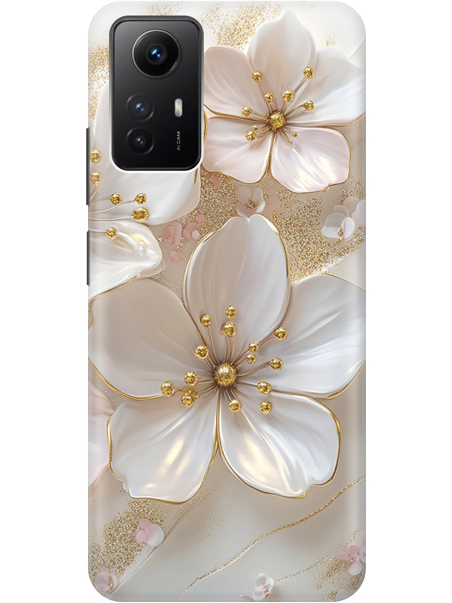 

Силиконовый чехол на Xiaomi Redmi Note 12s с принтом "Белые фиалки", Прозрачный;белый;золотистый, 778676923