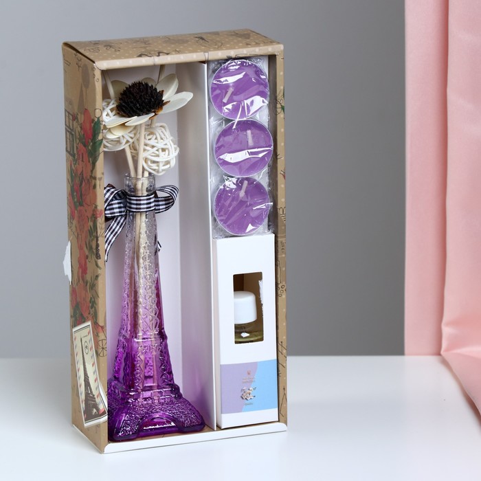 Набор подарочный Париж: ваза,свечи,аромамасло орхидея,декор, Богатство Аромата 8 марта