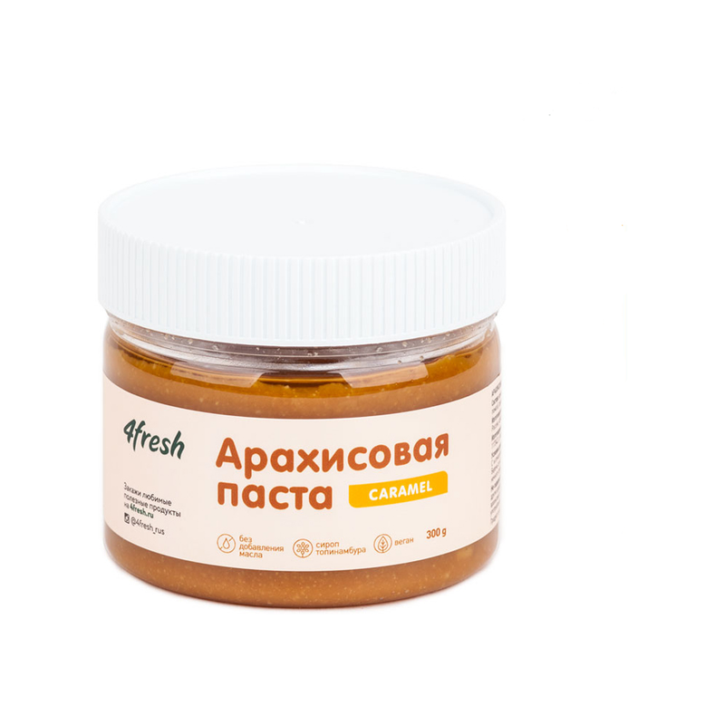 

Паста арахисовая 4fresh food Caramel сладкая, 300 г