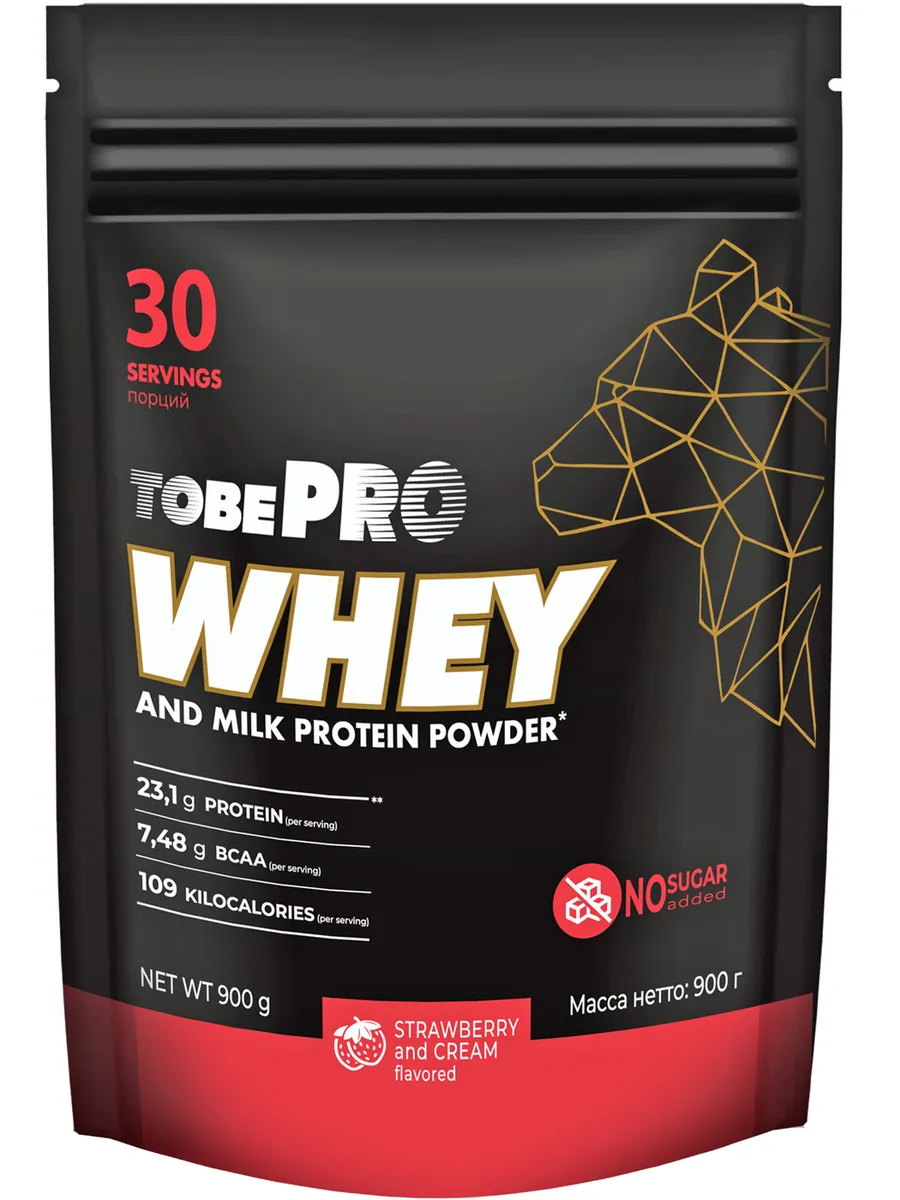 фото Сывороточный протеин tobepro whey клубника со сливками "иван-поле" (900 г) 30 порций