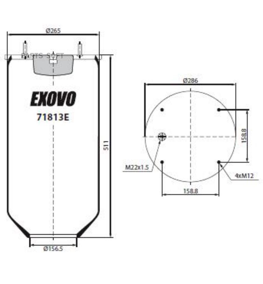 

Пневмоамортизатор 1Шт EXOVO 71813E