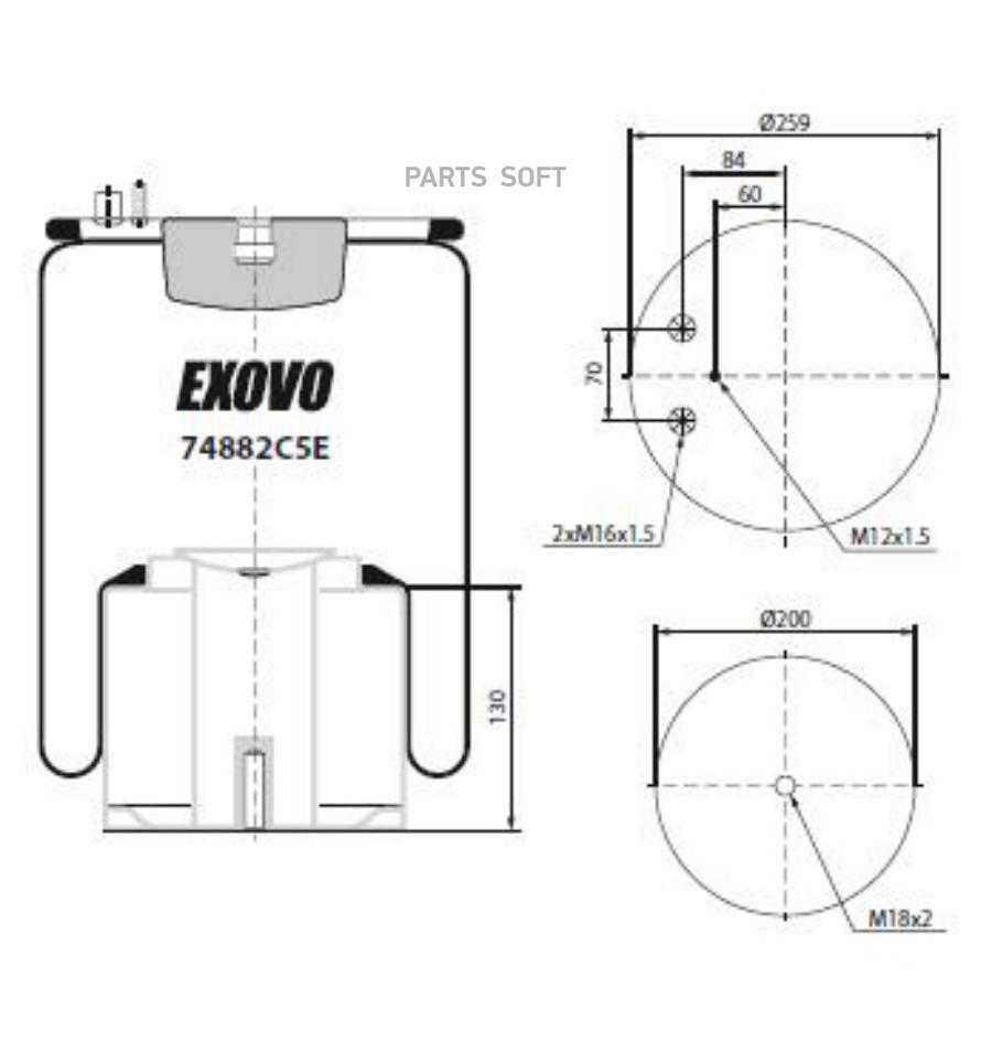 

Пневмоамортизатор 1Шт EXOVO 74882C5E