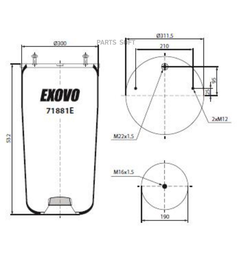 Пневмобаллон Без Стакана Bpw 1Шт EXOVO 71881E